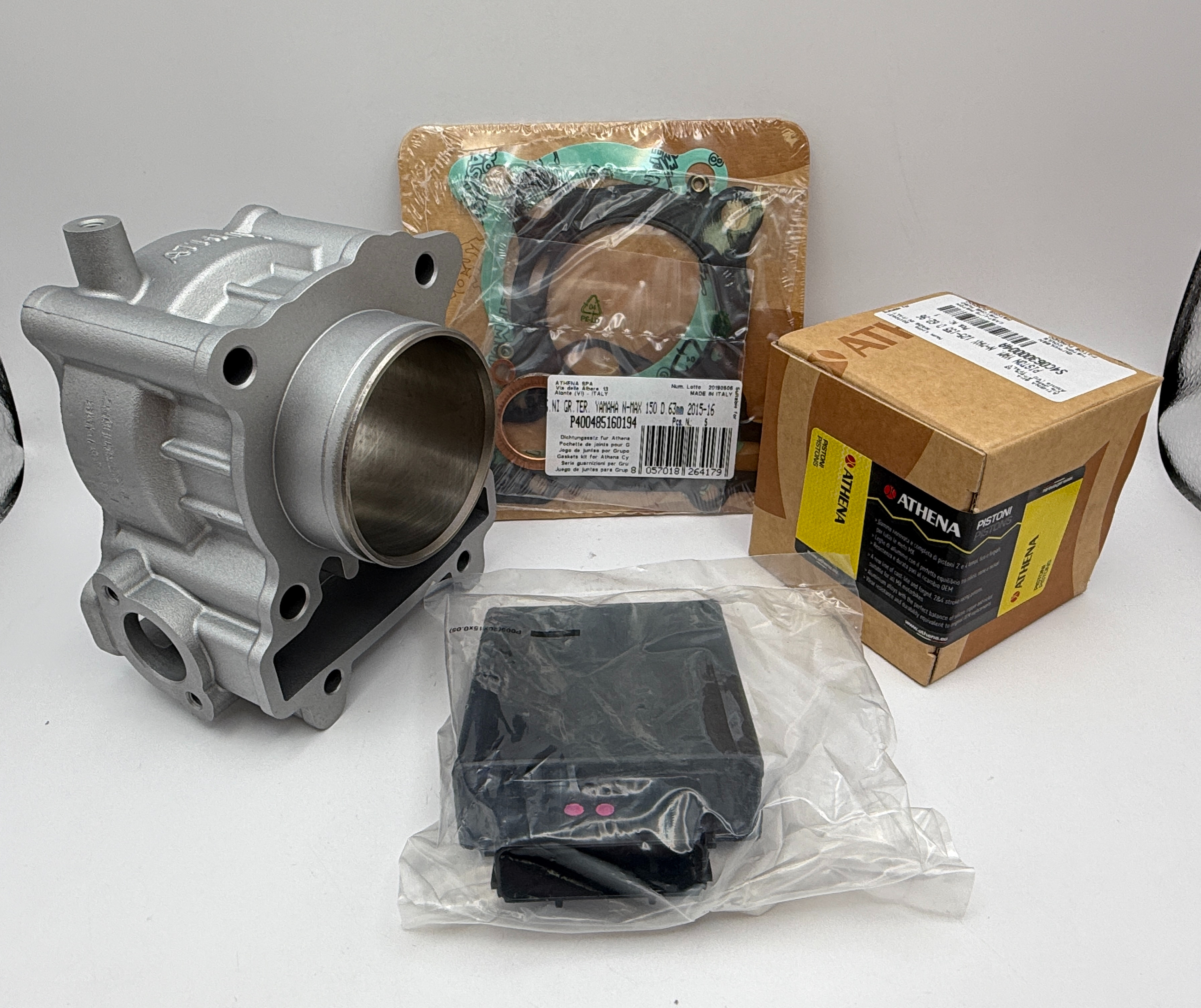Athena Big Bore Cylinder Kit 63.00mm (+11.00mm) Top Set,Piston,ECU Yam N-Max 125 (180cc)